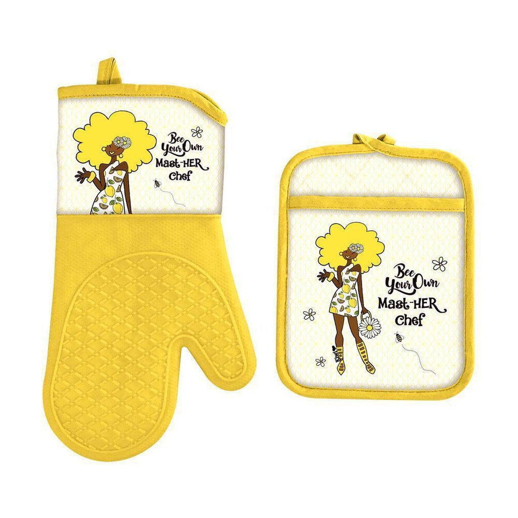 Bee Your Own MastHER Chef-Oven Mitt and Potholder Sets-Shades of Color-MMG Gifts