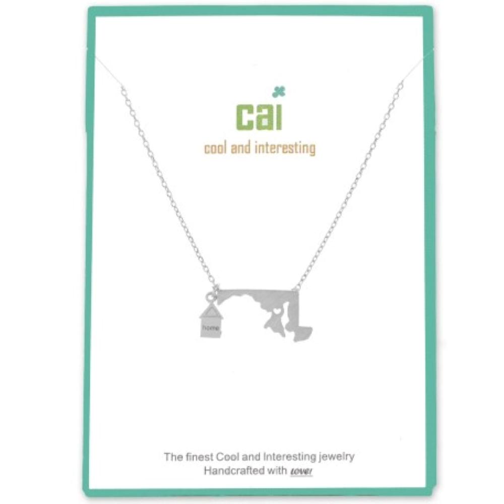 Silver "Love My Home State" Necklaces-Cool And Interesting (CAI)-MMG Gifts