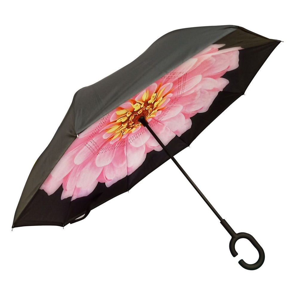 Double Layer, "Upside-Down" Self-Standing Golf Umbrella (Variety of Designs)-Adult Gifts-Collective Goods-Pink Camellia-MMG Gifts