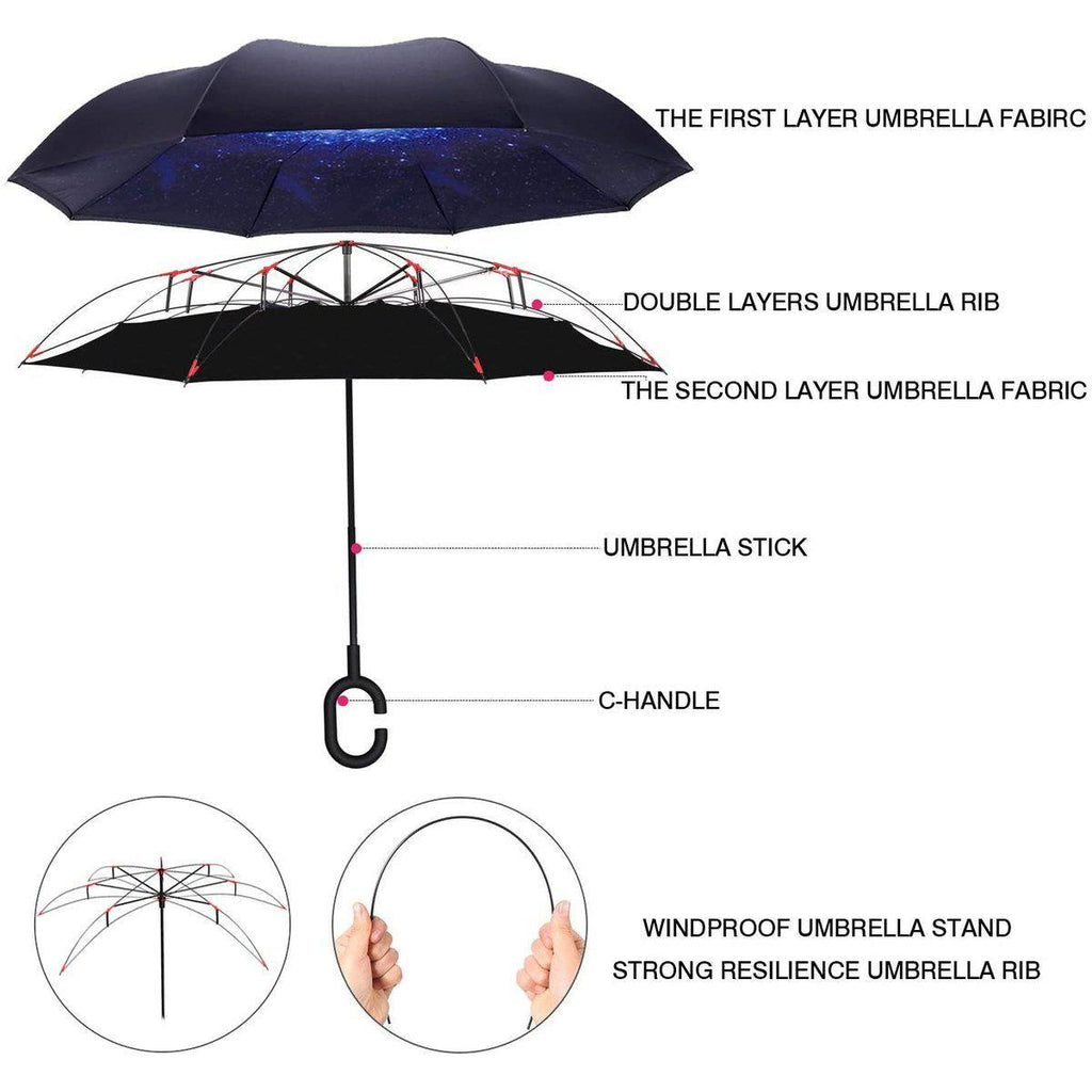 Double Layer, "Upside-Down" Self-Standing Golf Umbrella (Variety of Designs)-Adult Gifts-Collective Goods-MMG Gifts