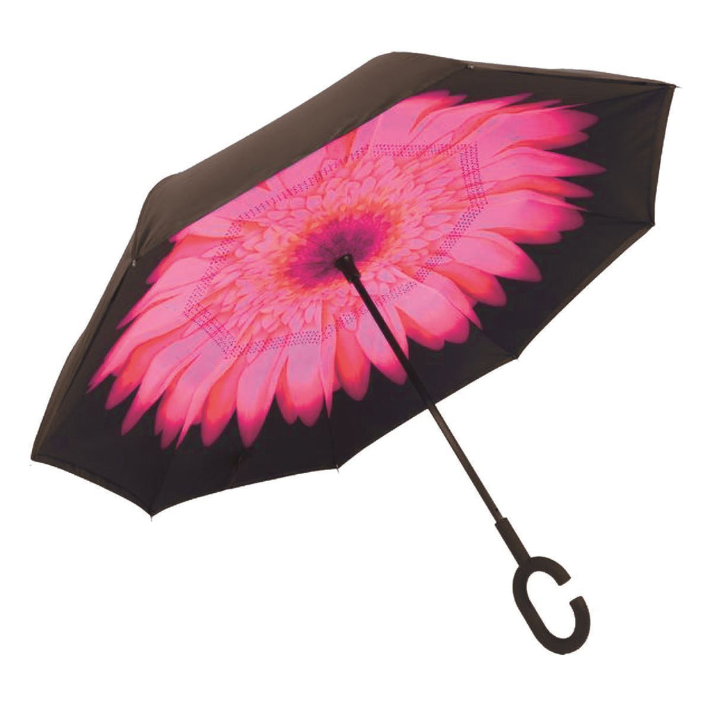 Double Layer, "Upside-Down" Self-Standing Golf Umbrella (Variety of Designs)-Adult Gifts-Collective Goods-Pink Daisy-MMG Gifts
