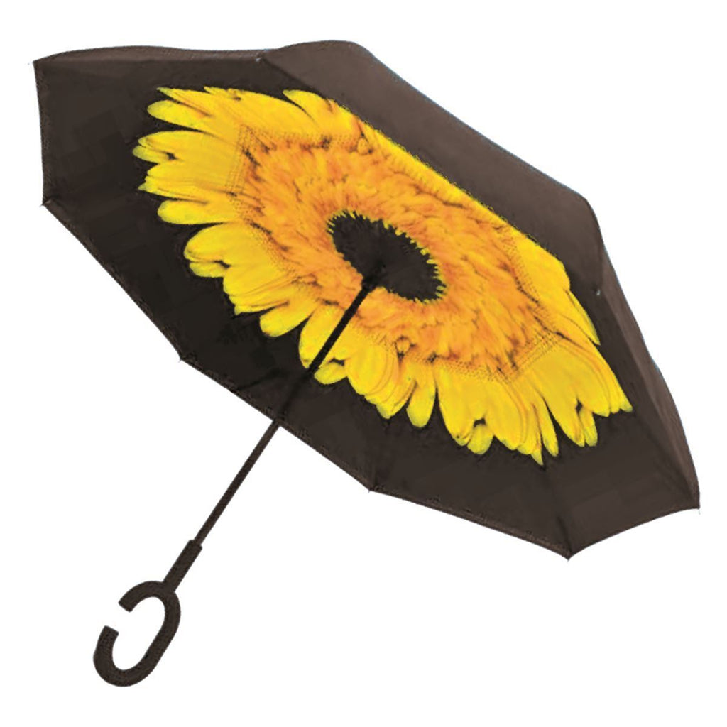 Double Layer, "Upside-Down" Self-Standing Golf Umbrella (Variety of Designs)-Adult Gifts-Collective Goods-Yellow Sunflower-MMG Gifts