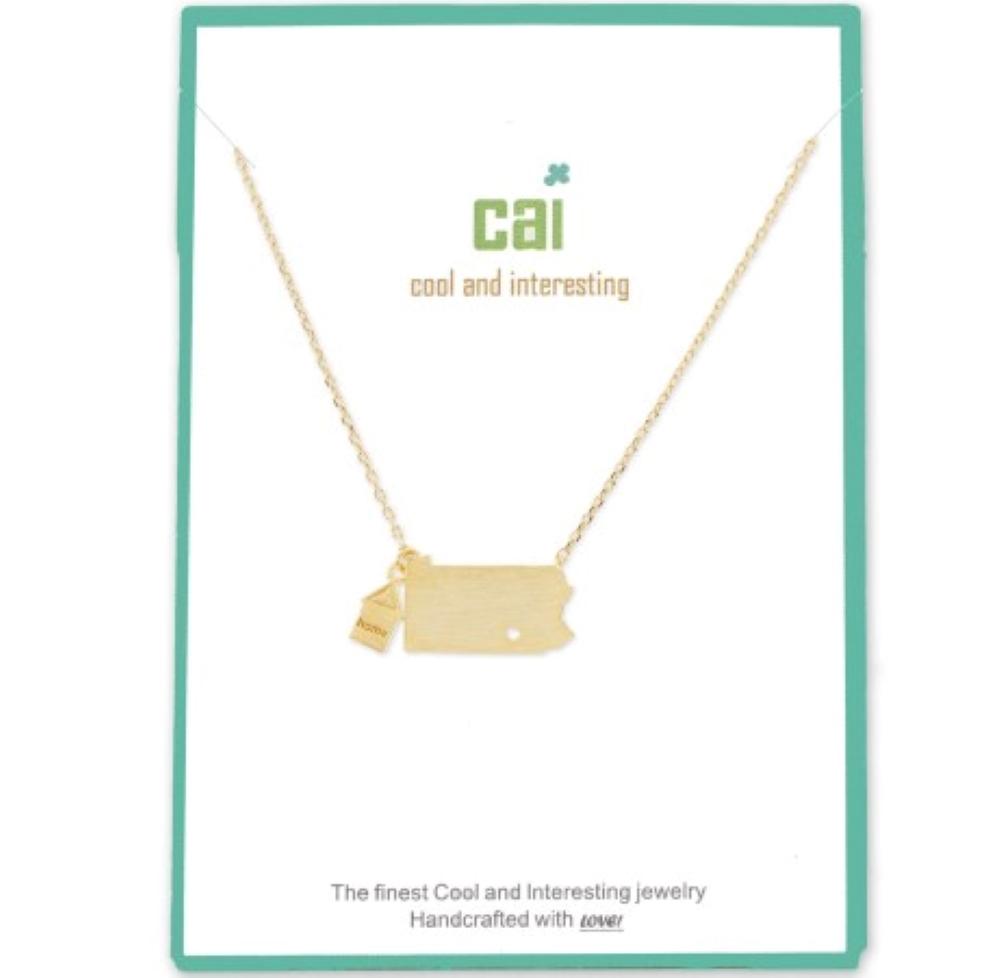 Gold "Love My Home State" Necklaces-Cool And Interesting (CAI)-MMG Gifts