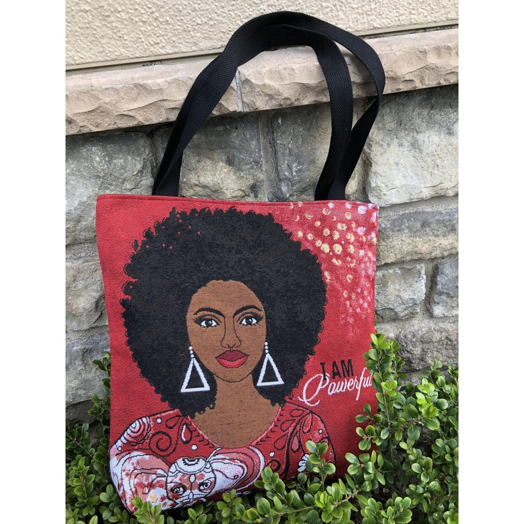 I Am Powerful-Woven Tote Bags-Shades of Color-MMG Gifts