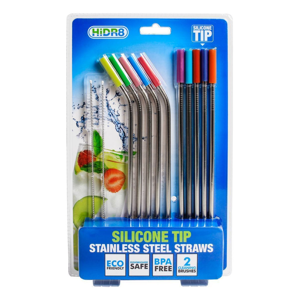 Silicone Tip Stainless Steel Straws (12pack)-Gift-Collective Goods-MMG Gifts