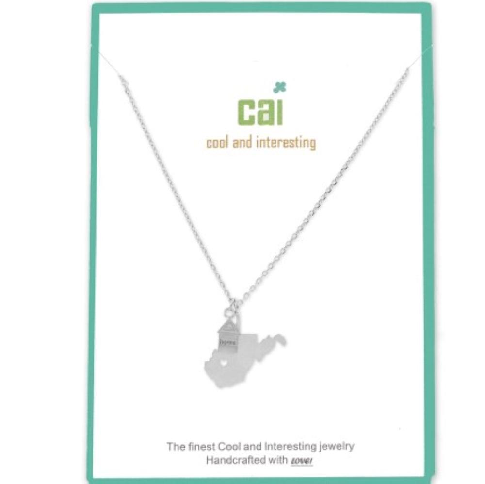 Silver "Love My Home State" Necklaces-Cool And Interesting (CAI)-MMG Gifts
